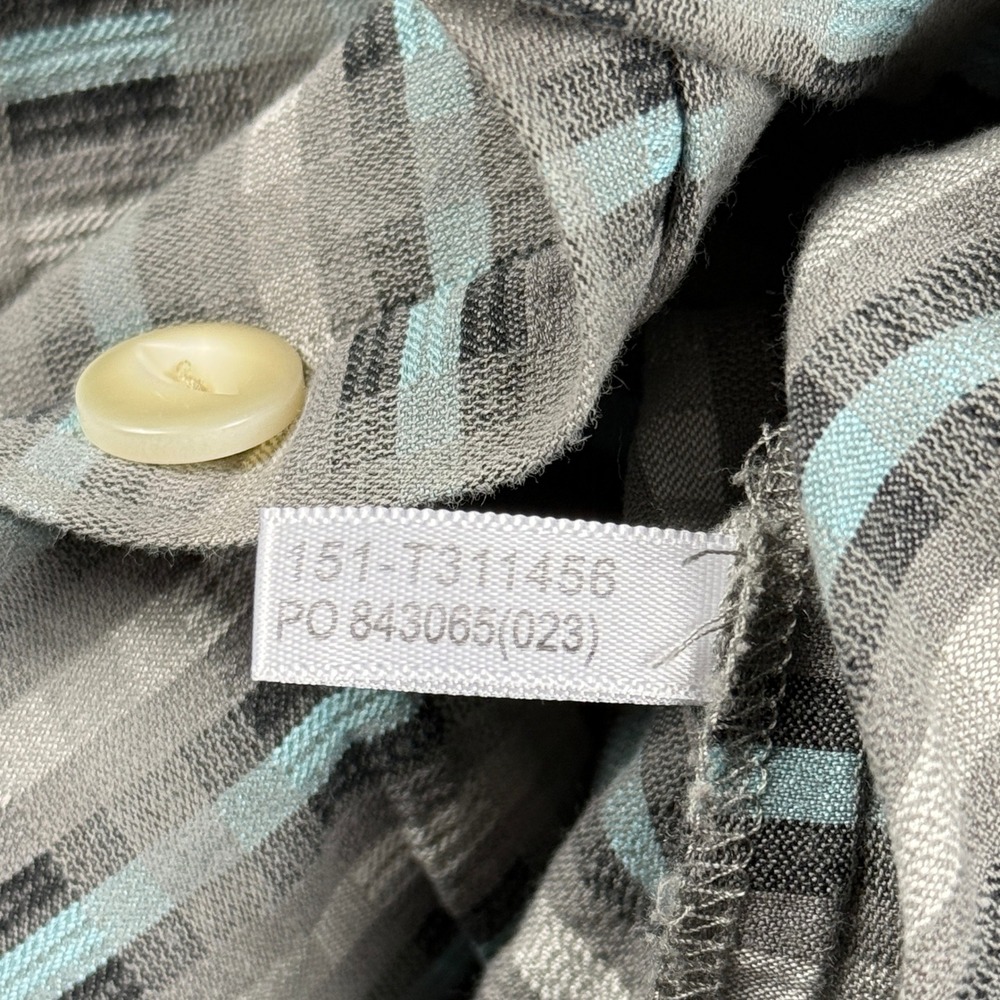 Tommy Bahama Mens Camp Shirt Large Gray Geometric Print Heritage Silk Cotton - Picture 10 of 11